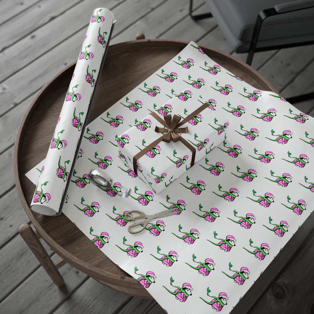 Cute Mad Dog Wrapping Paper — Pink Jacket & Green Scarf Design