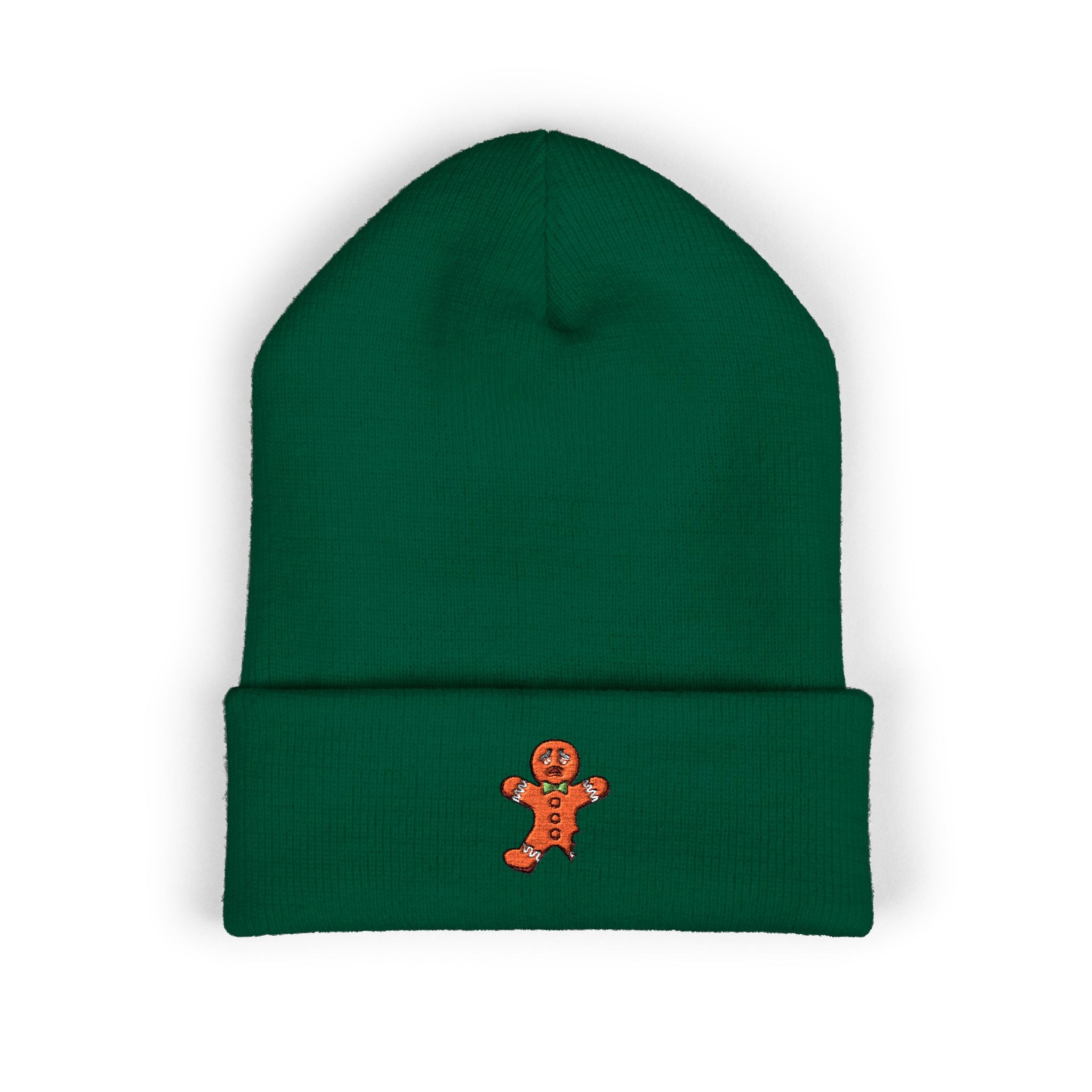 Gingerbread Embroidered Cuffed Beanie