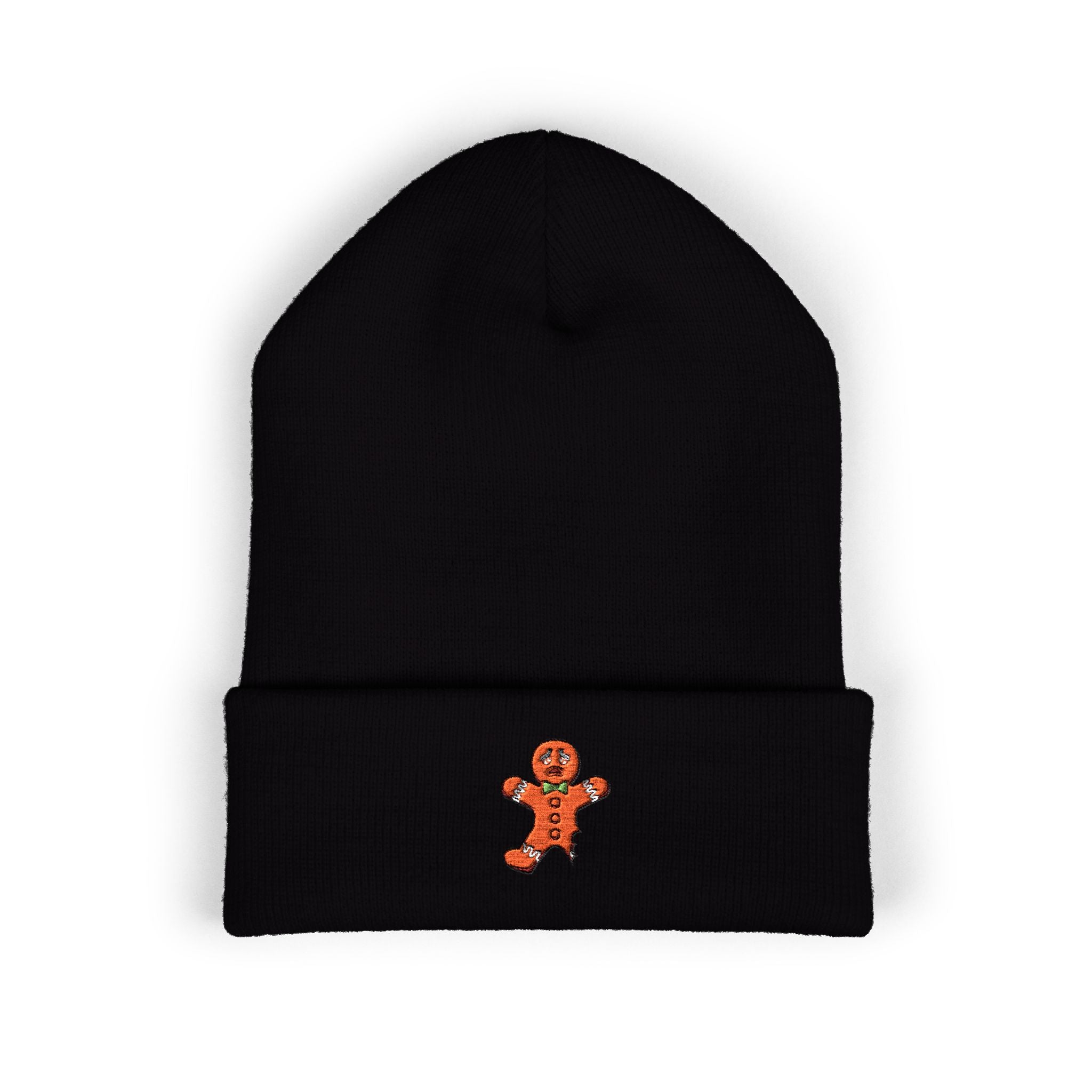 Gingerbread Embroidered Cuffed Beanie
