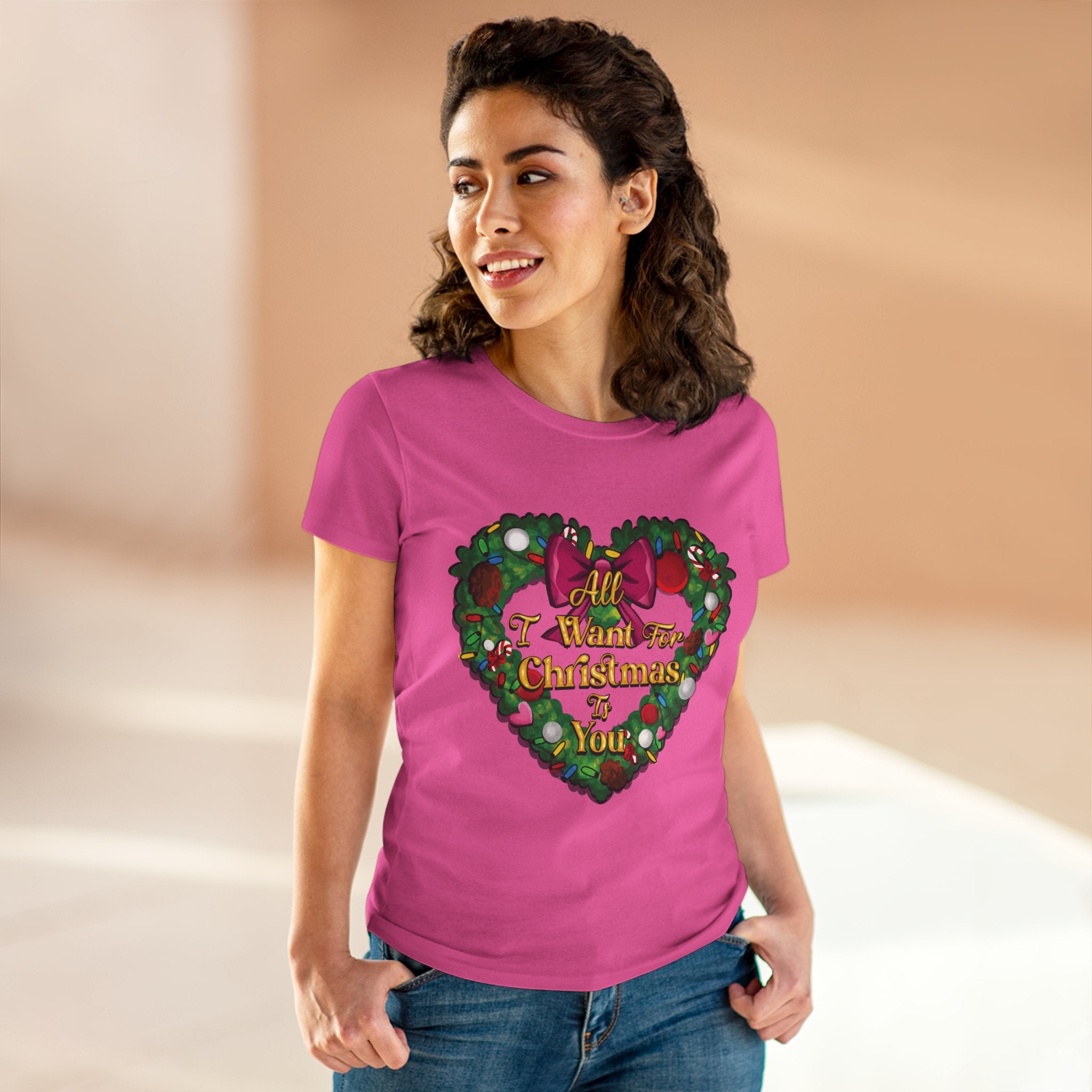 Christmas Heart Tee — “All I Want For Christmas Is You” Holiday Women's Shirt