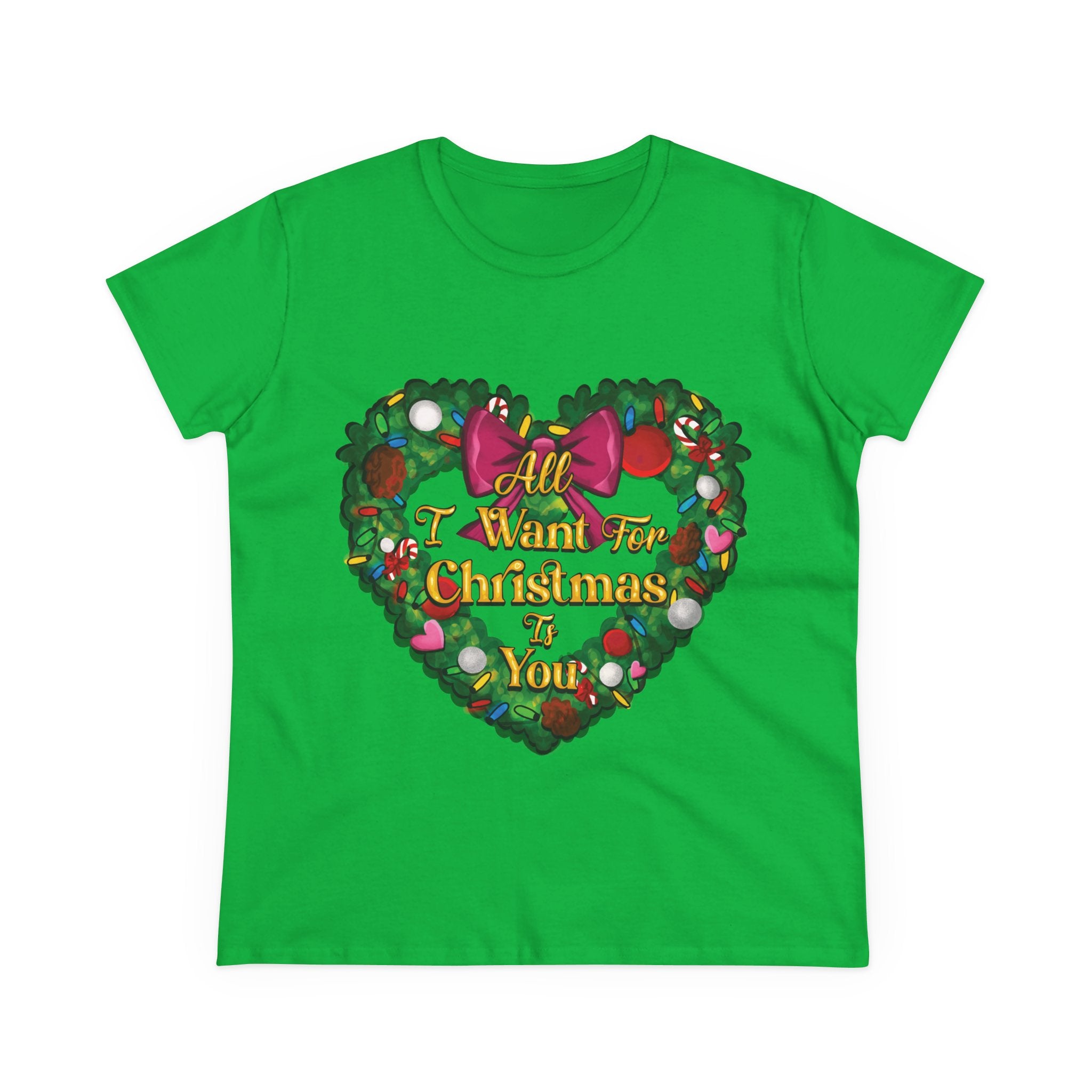 Christmas Heart Tee — “All I Want For Christmas Is You” Holiday Women's Shirt