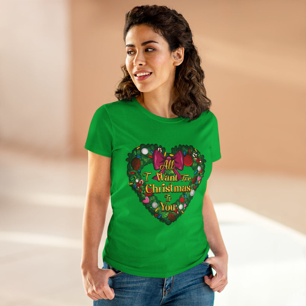 Christmas Heart Tee — “All I Want For Christmas Is You” Holiday Women's Shirt