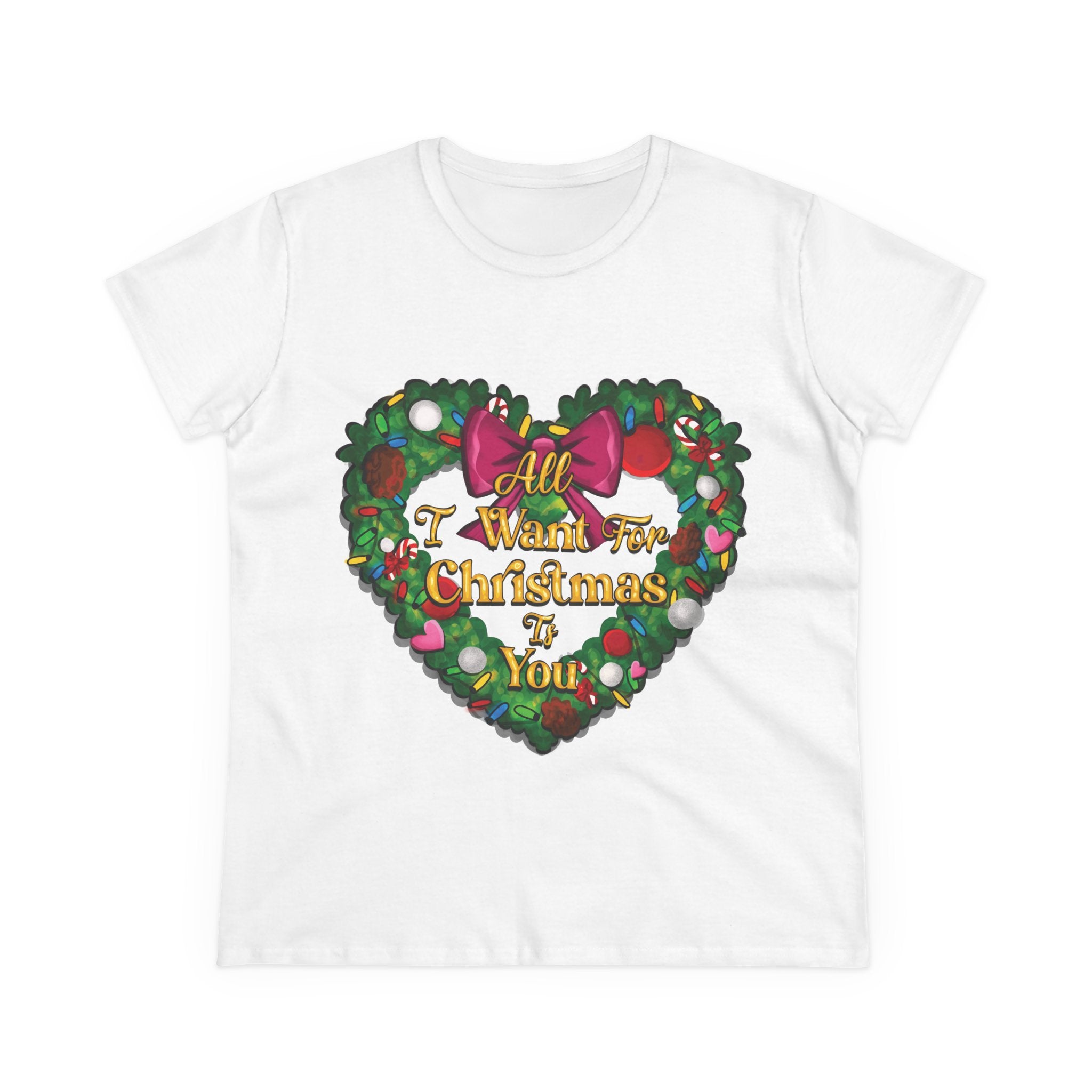 Christmas Heart Tee — “All I Want For Christmas Is You” Holiday Women's Shirt