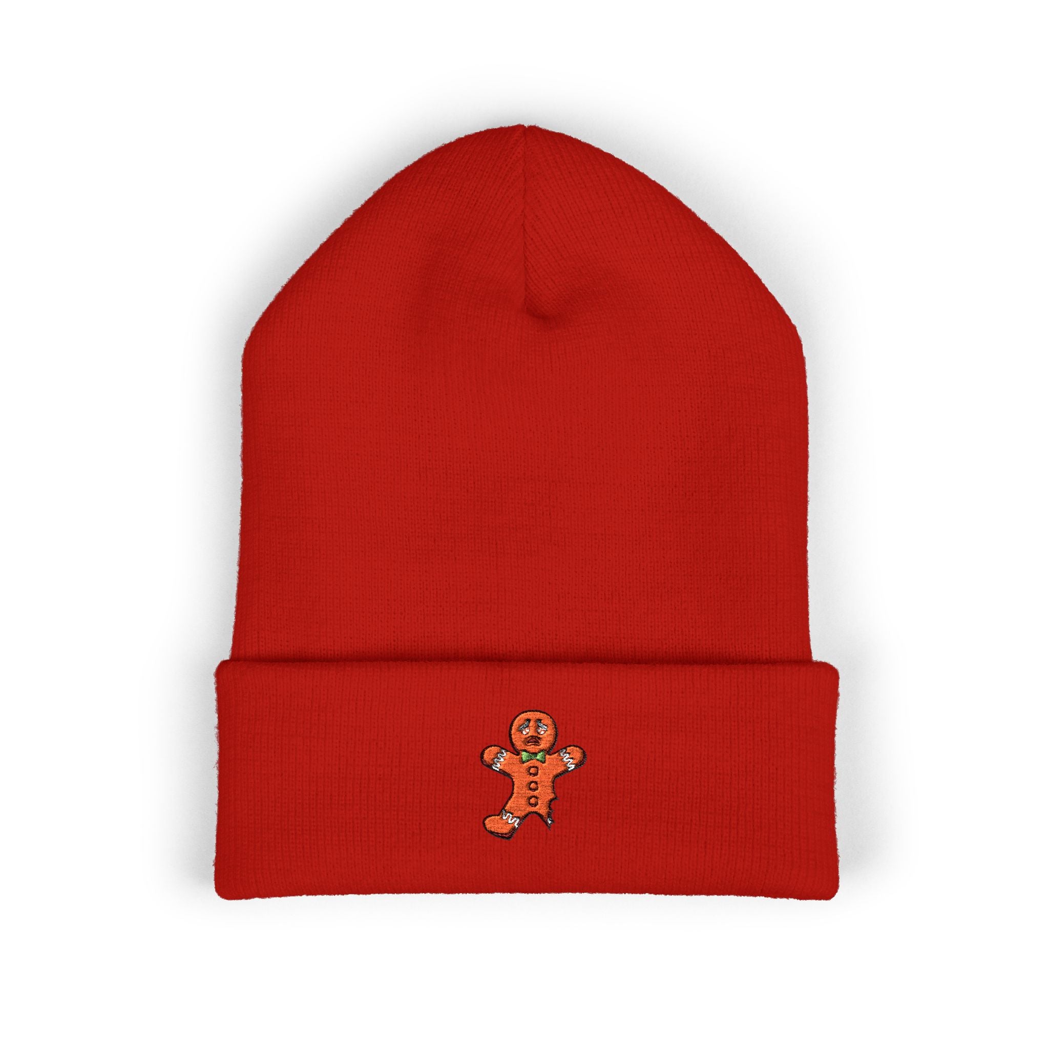 Gingerbread Embroidered Cuffed Beanie
