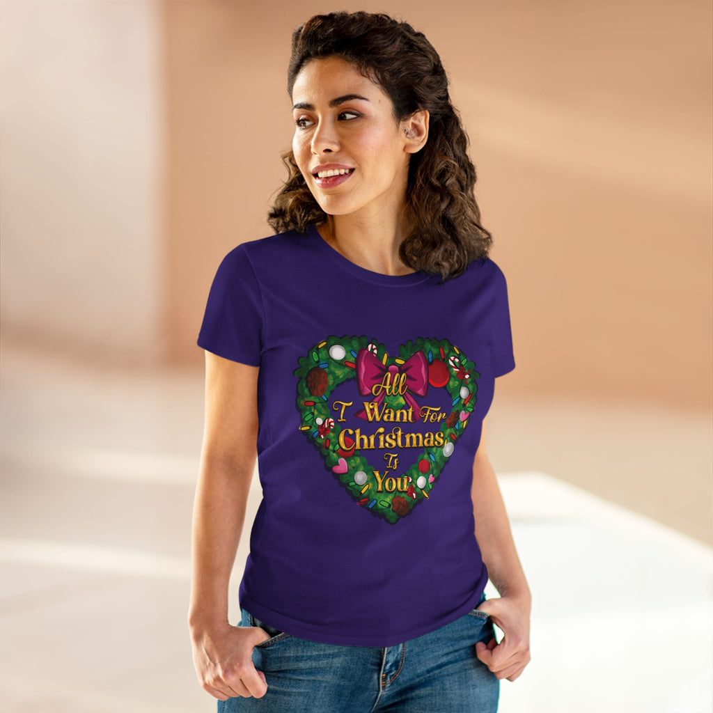 Christmas Heart Tee — “All I Want For Christmas Is You” Holiday Women's Shirt