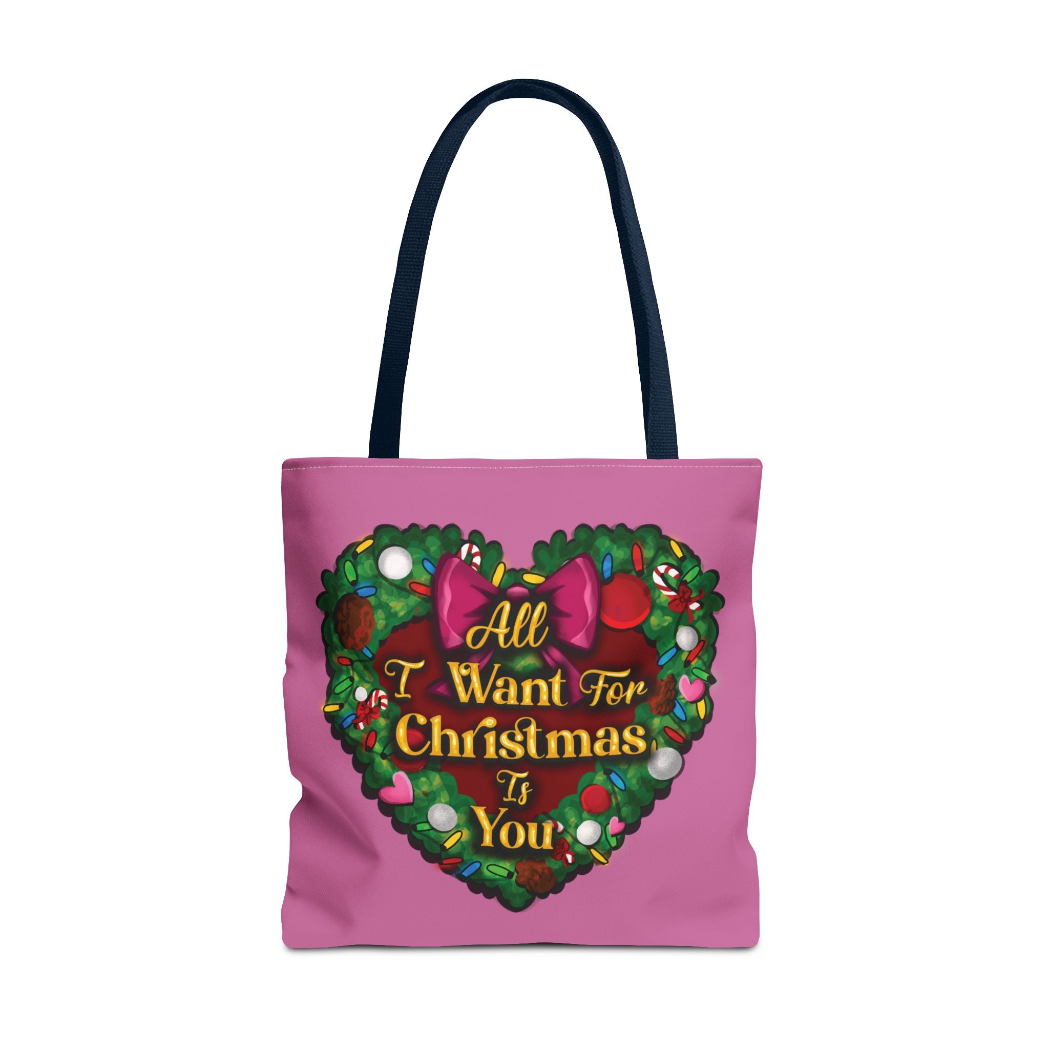 Christmas Heart Wreath Tote Bag — "All I Want for Christmas Is You"