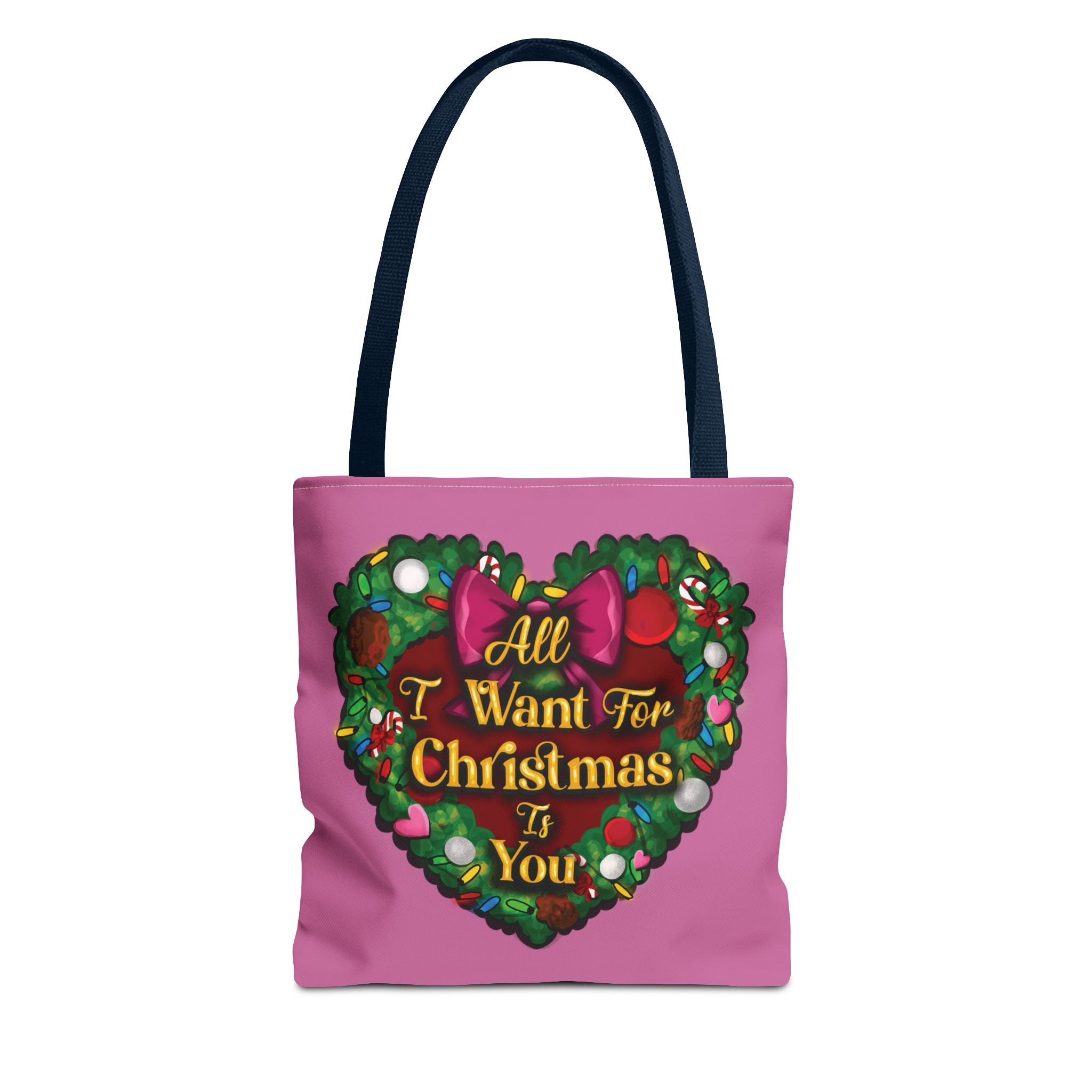 Christmas Heart Wreath Tote Bag — "All I Want for Christmas Is You"