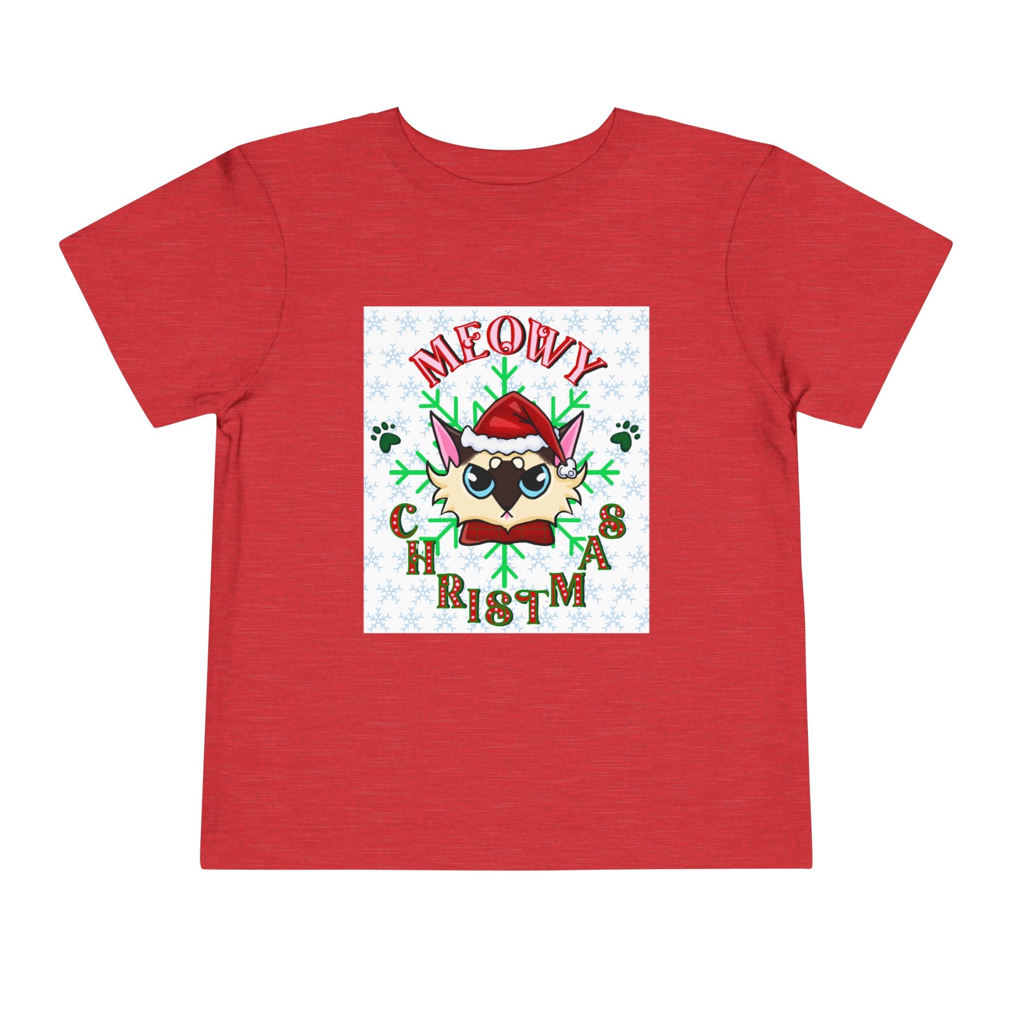 Meowy Christmas Toddler Tee — Cute Santa Cat Holiday Shirt