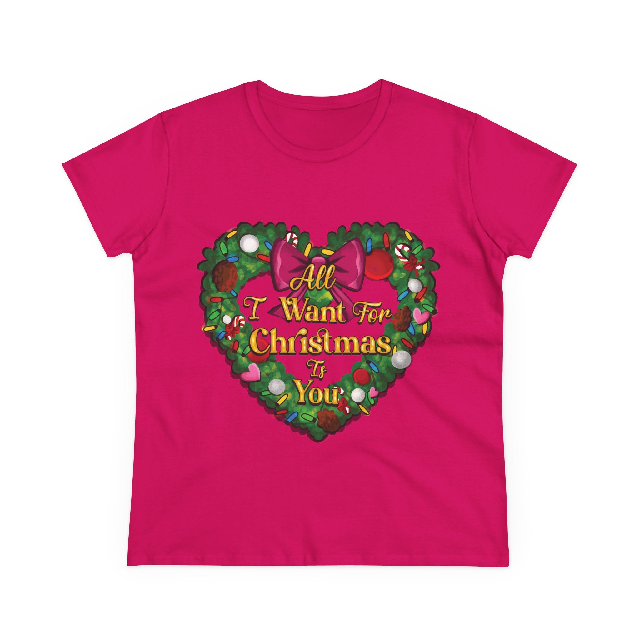 Christmas Heart Tee — “All I Want For Christmas Is You” Holiday Women's Shirt