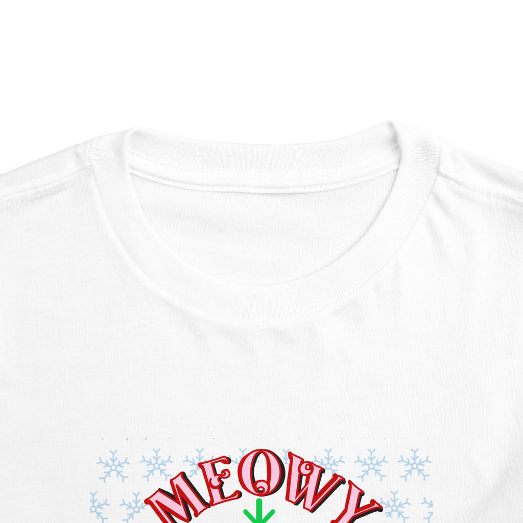 Meowy Christmas Toddler Tee — Cute Santa Cat Holiday Shirt