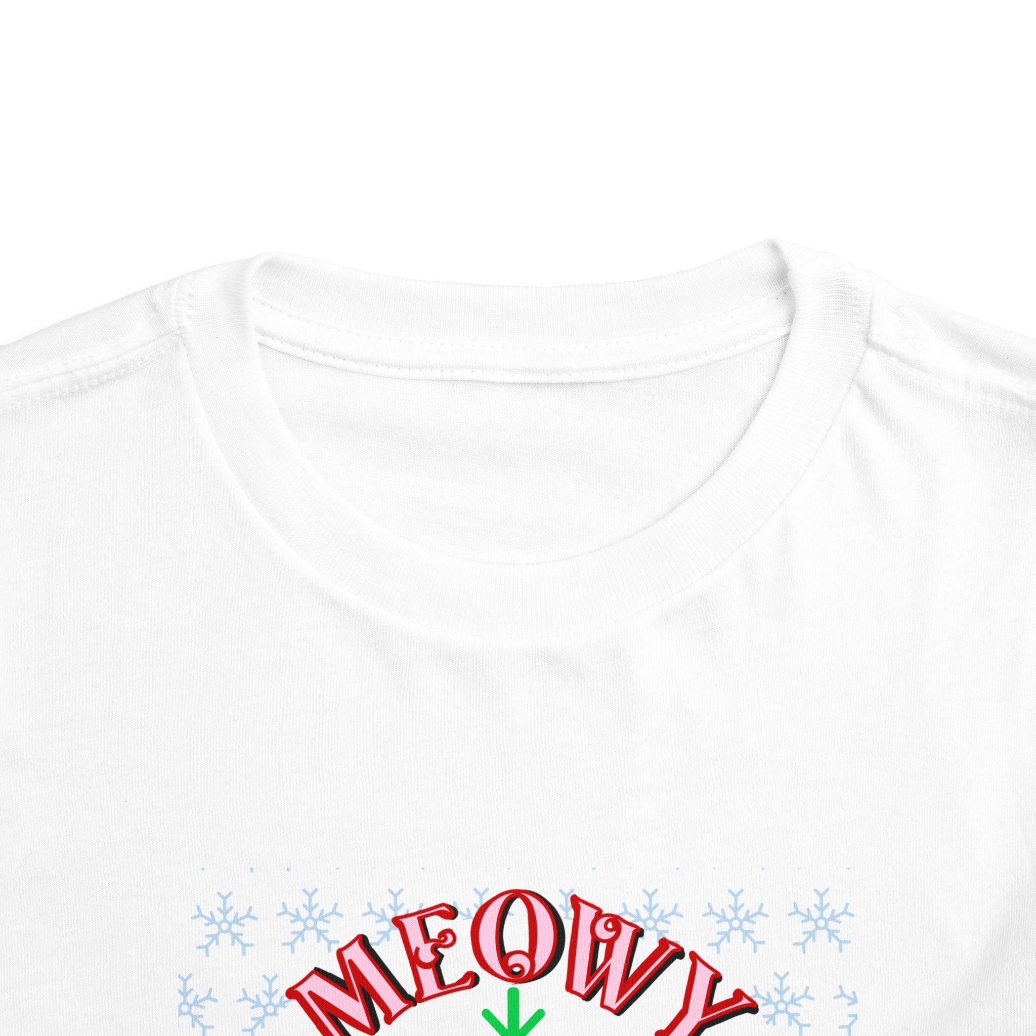 Meowy Christmas Toddler Tee — Cute Santa Cat Holiday Shirt