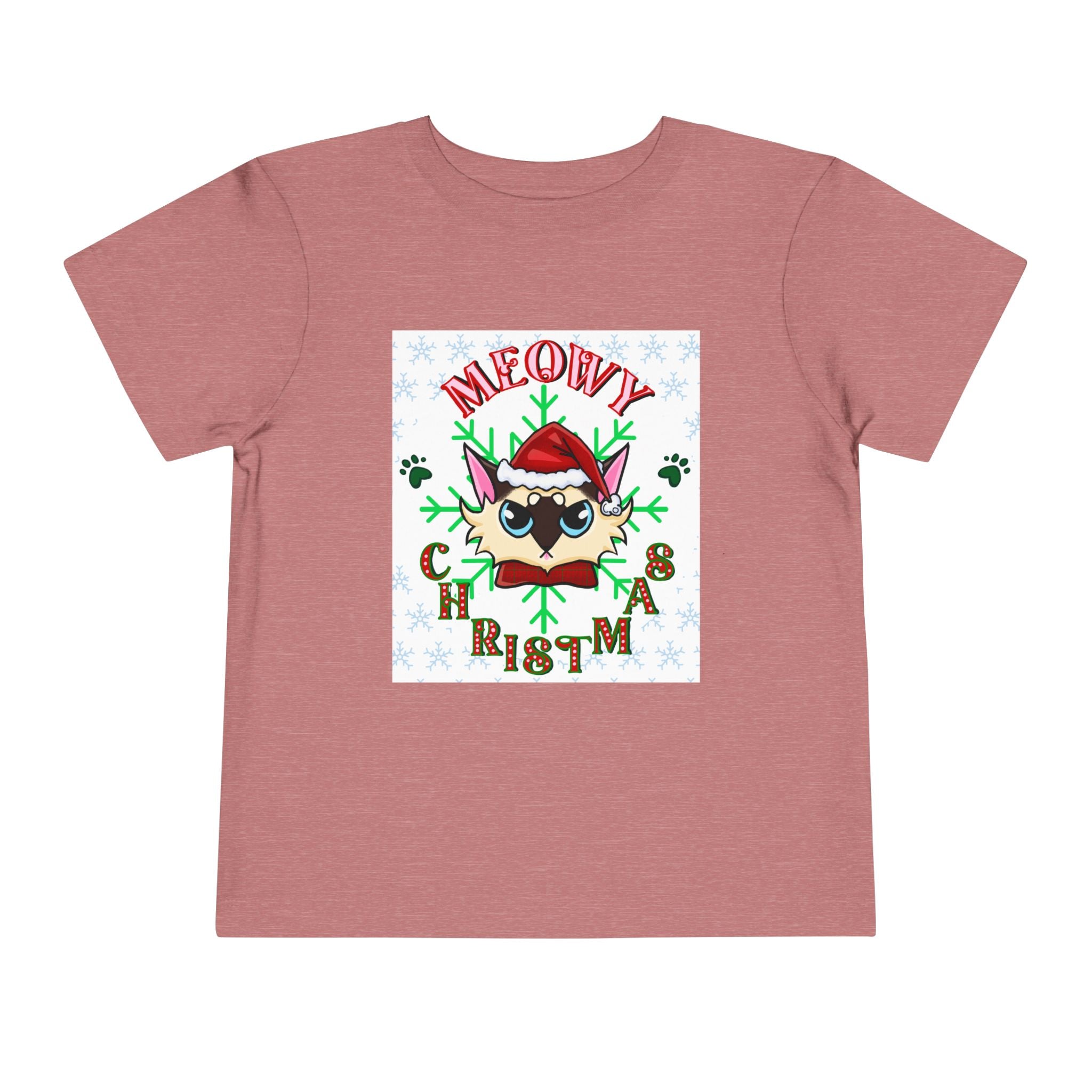 Meowy Christmas Toddler Tee — Cute Santa Cat Holiday Shirt