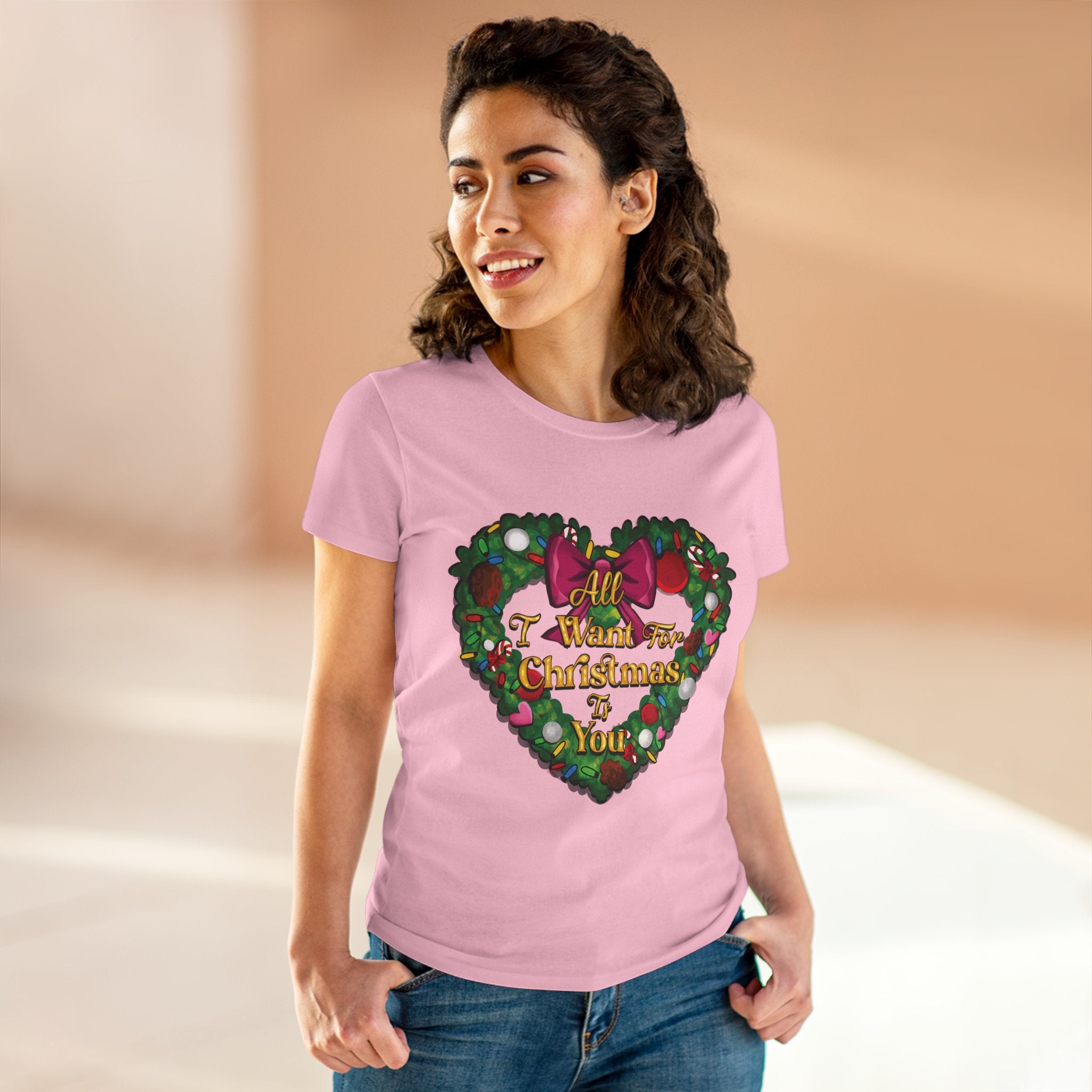 Christmas Heart Tee — “All I Want For Christmas Is You” Holiday Women's Shirt