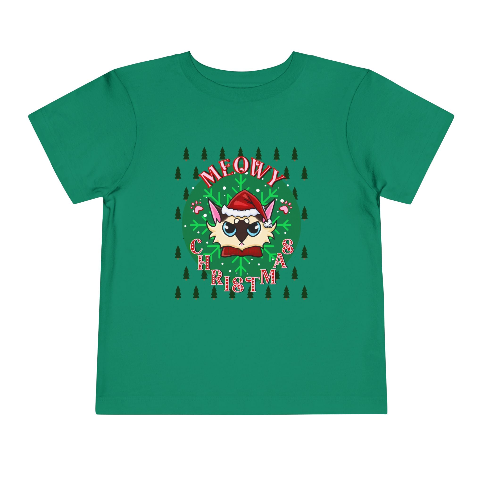 Meowy Christmas Toddler Tee — Cute Santa Cat Holiday Shirt