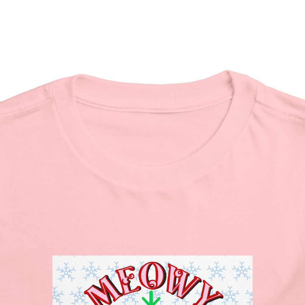 Meowy Christmas Toddler Tee — Cute Santa Cat Holiday Shirt