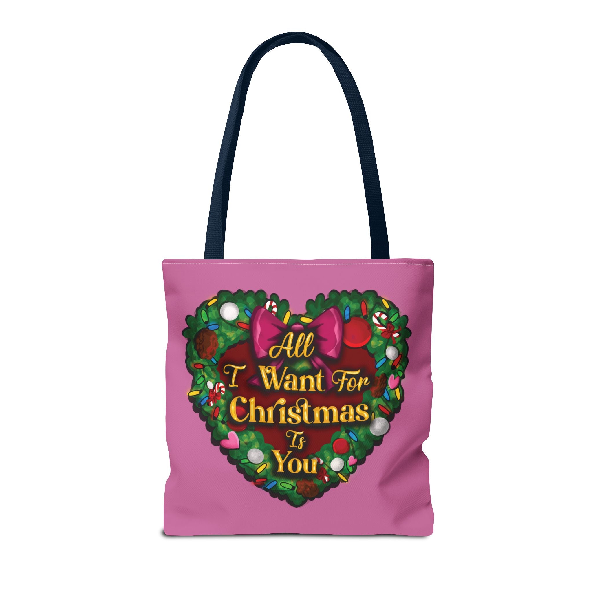 Christmas Heart Wreath Tote Bag — "All I Want for Christmas Is You"