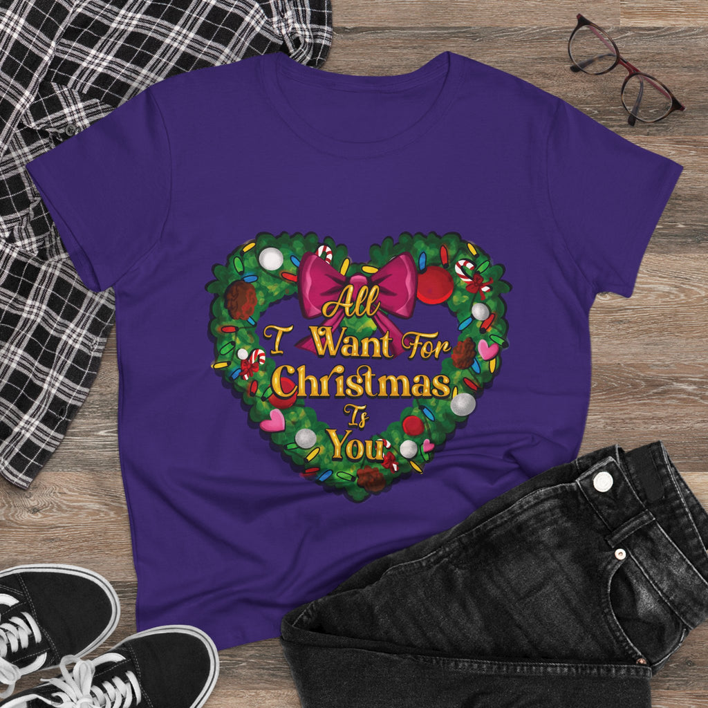 Christmas Heart Tee — “All I Want For Christmas Is You” Holiday Women's Shirt