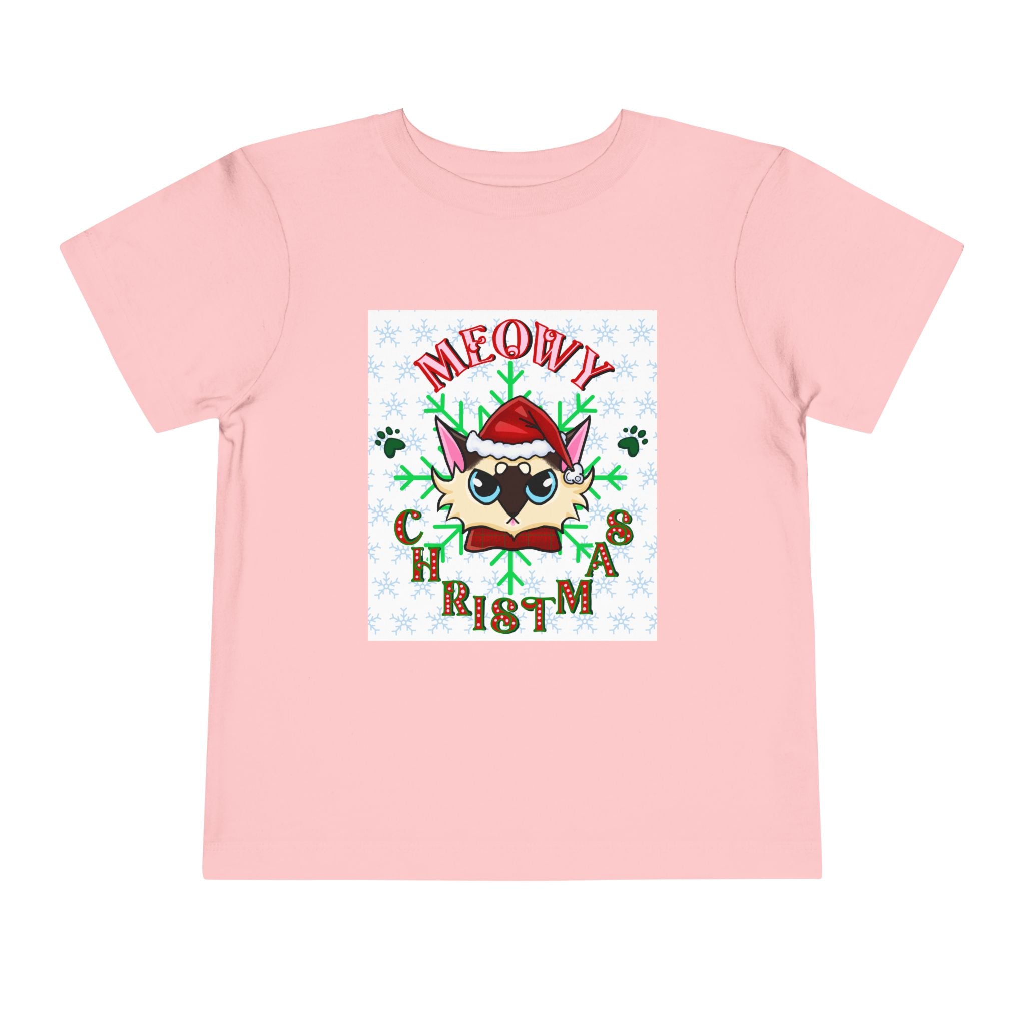 Meowy Christmas Toddler Tee — Cute Santa Cat Holiday Shirt