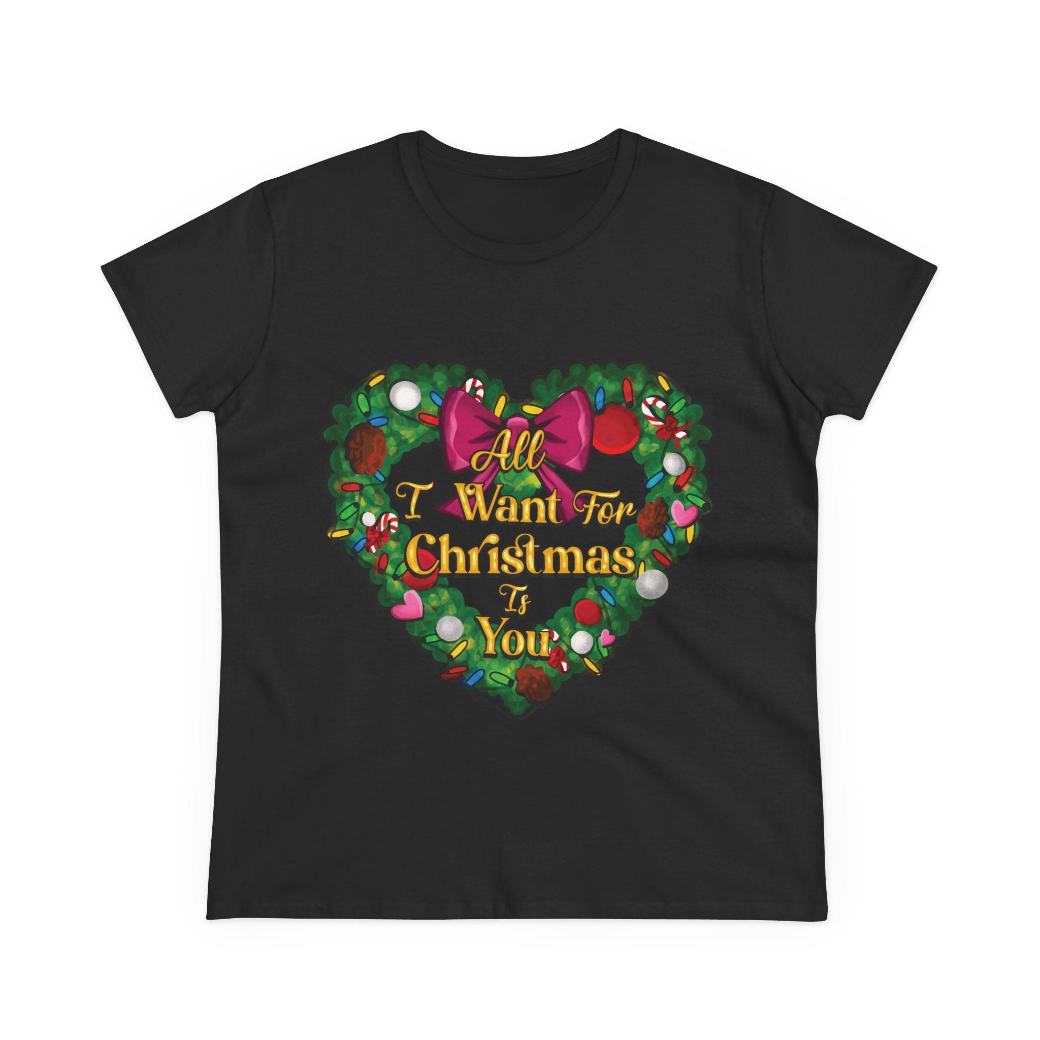 Christmas Heart Tee — “All I Want For Christmas Is You” Holiday Women's Shirt