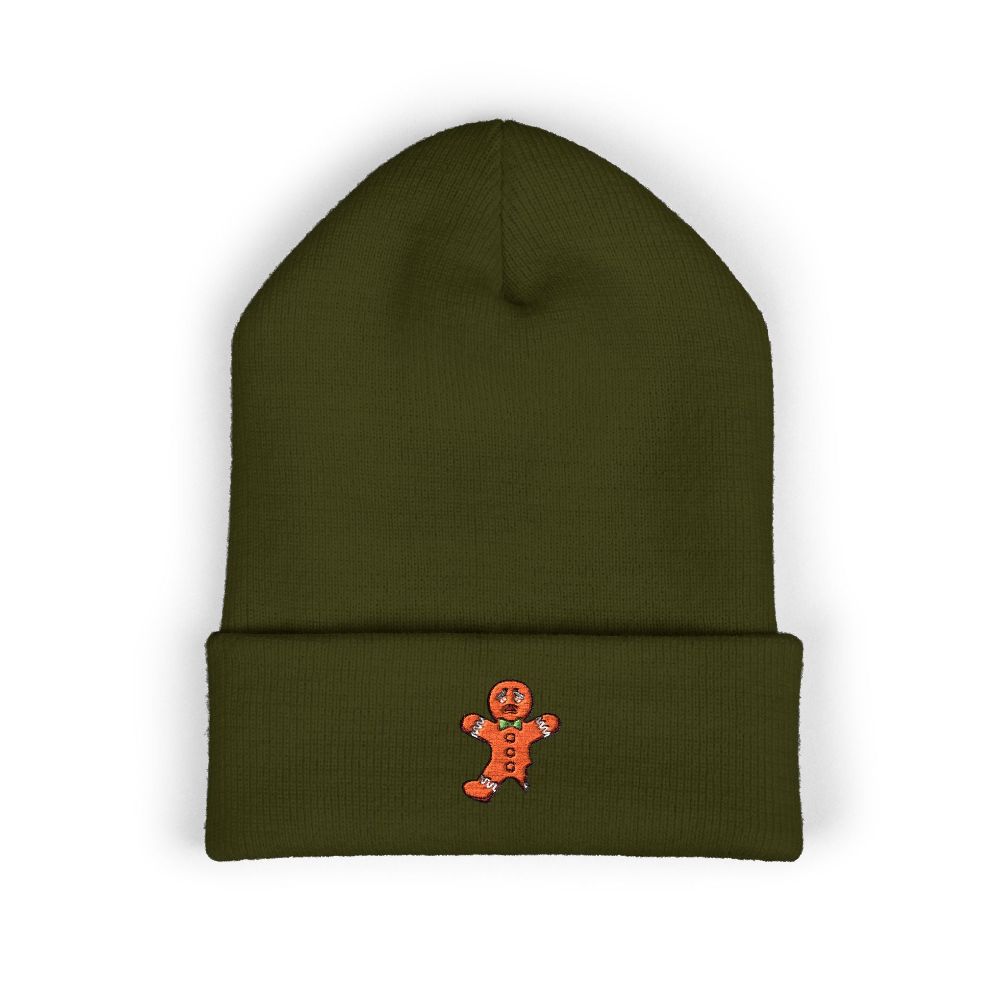 Gingerbread Embroidered Cuffed Beanie