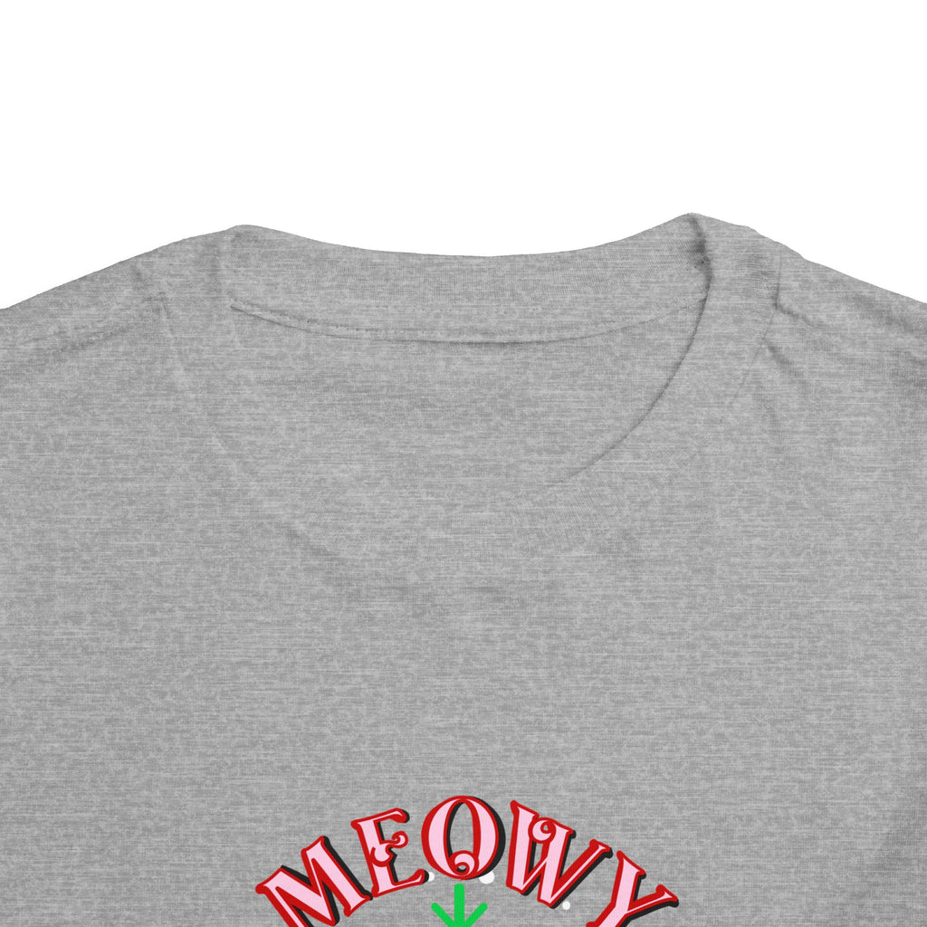 Meowy Christmas Toddler Tee — Cute Santa Cat Holiday Shirt