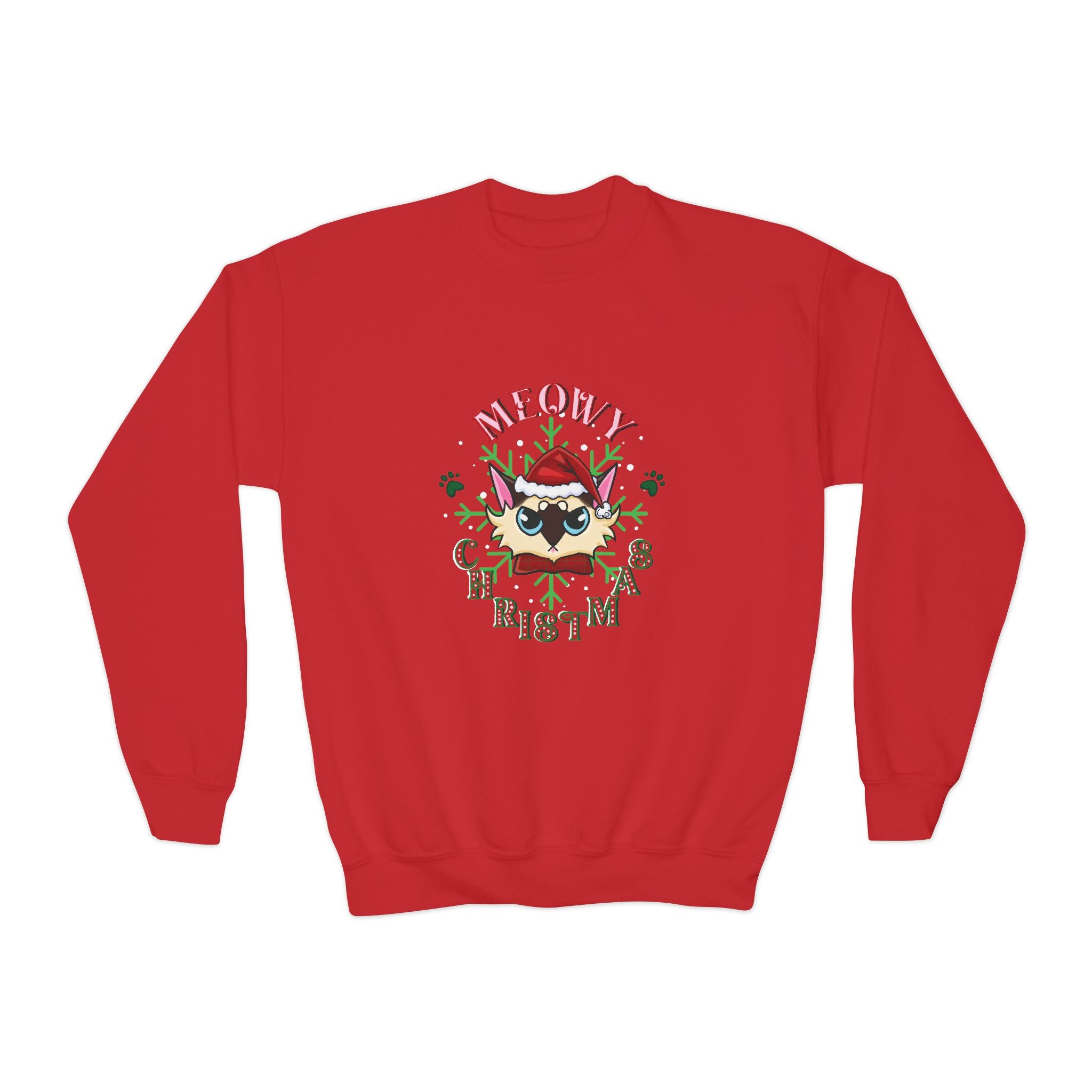 Youth Christmas Sweatshirt — "Meowy Christmas"