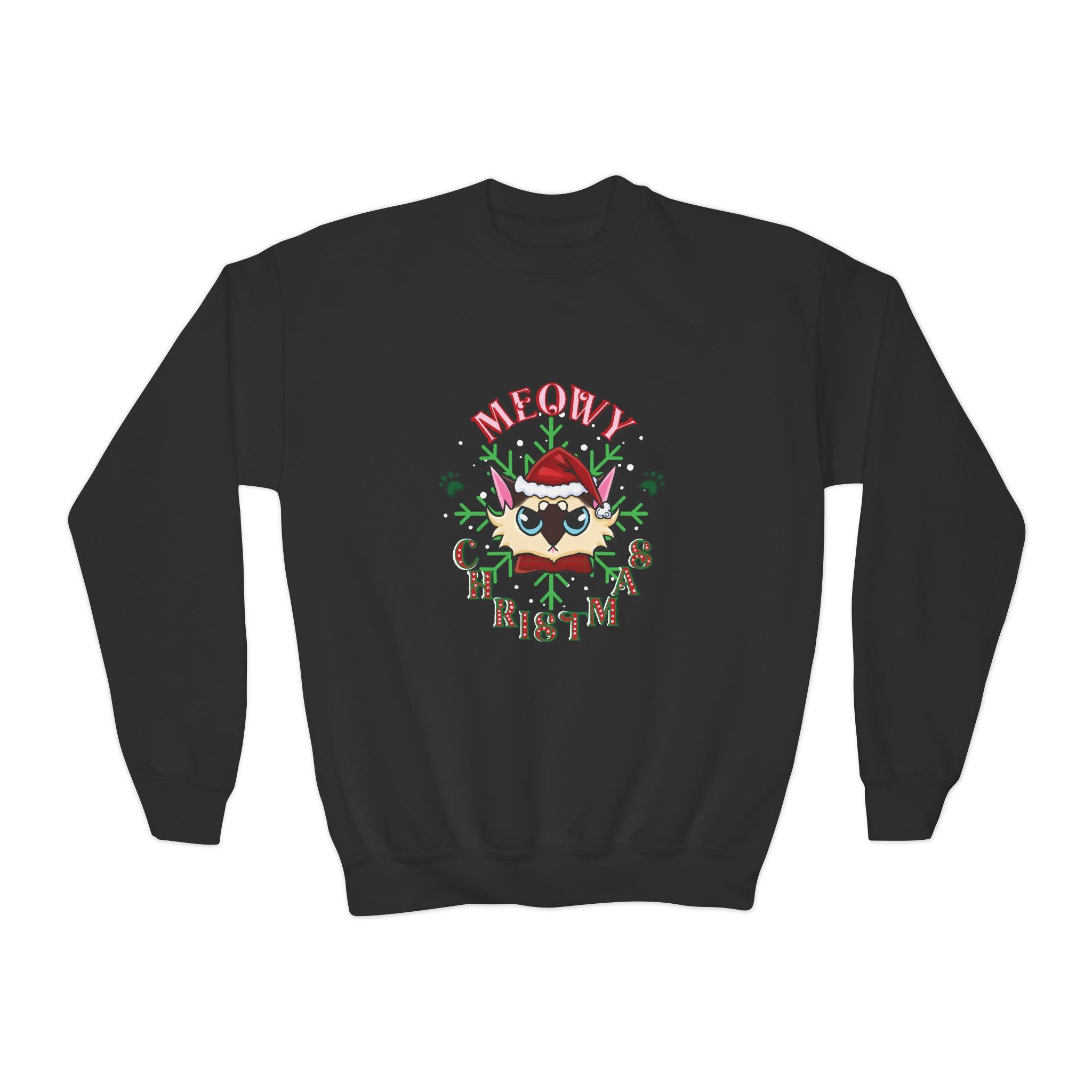 Youth Christmas Sweatshirt — "Meowy Christmas"