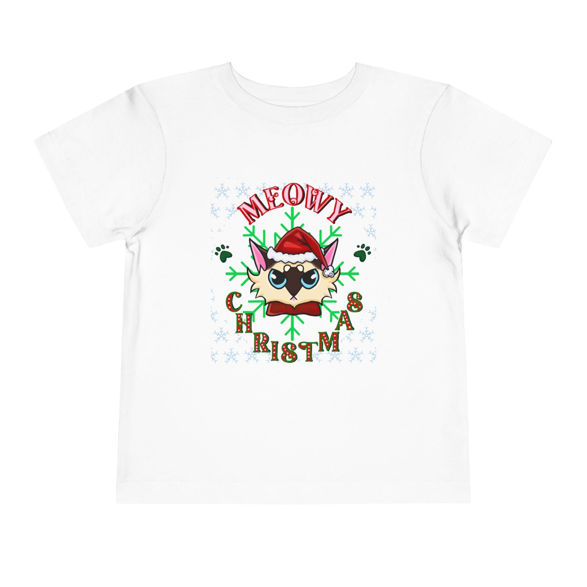 Meowy Christmas Toddler Tee — Cute Santa Cat Holiday Shirt