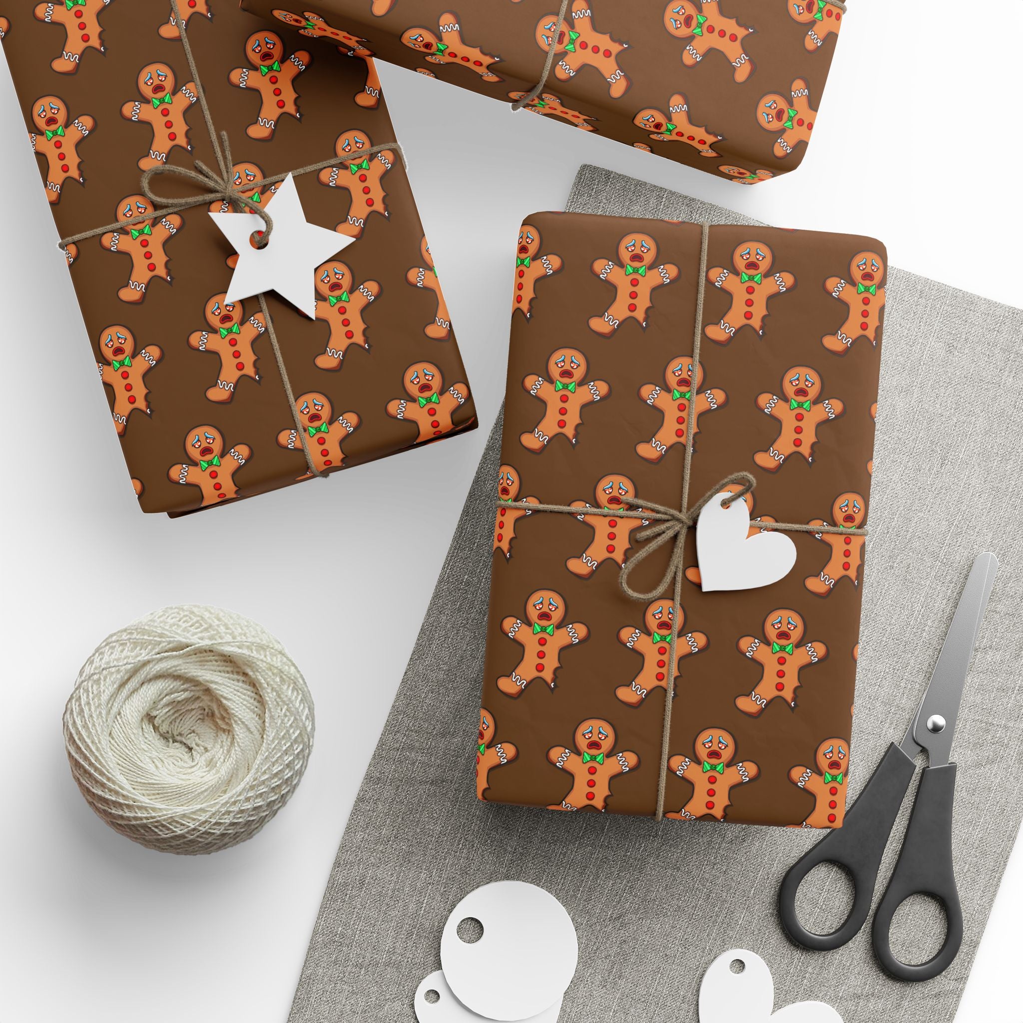 Gingerbread Men Holiday Wrapping Paper Roll — Festive Christmas Gift Wrap