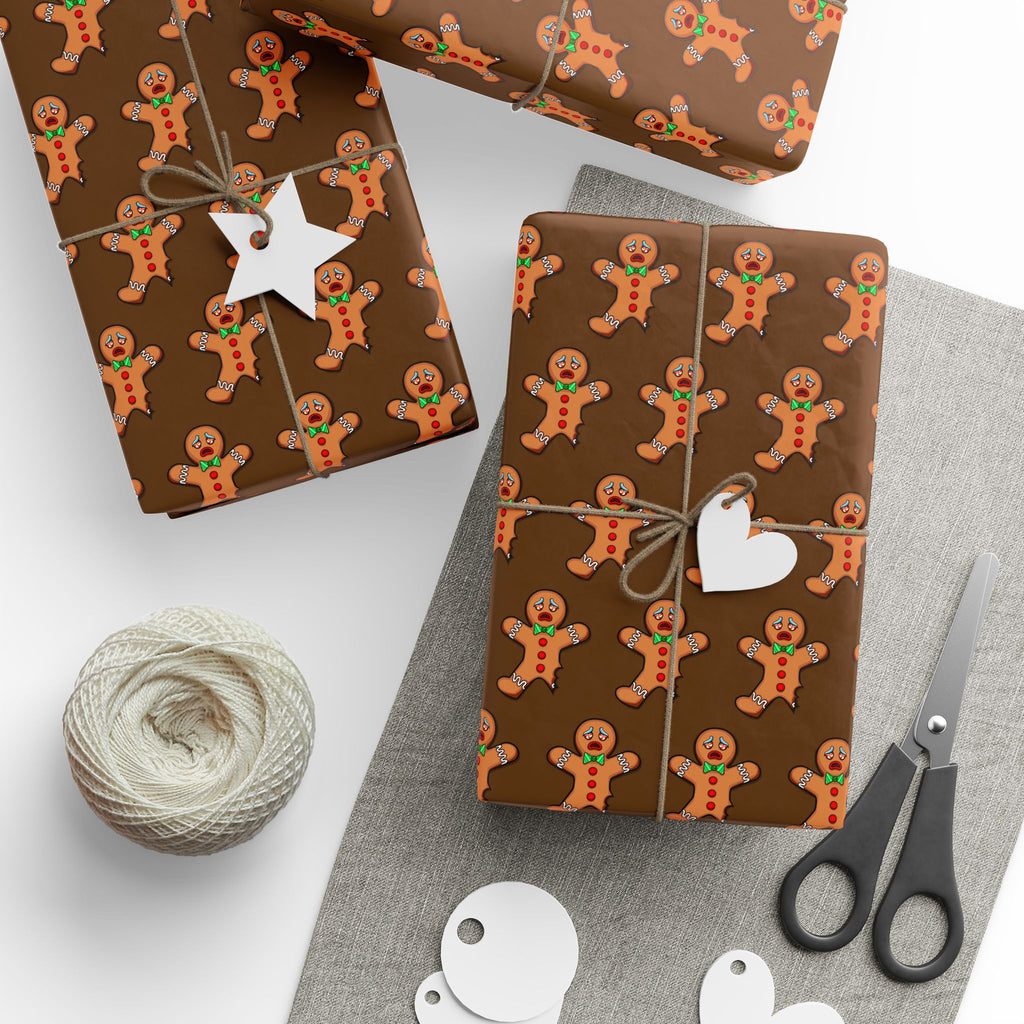 Gingerbread Men Holiday Wrapping Paper Roll — Festive Christmas Gift Wrap
