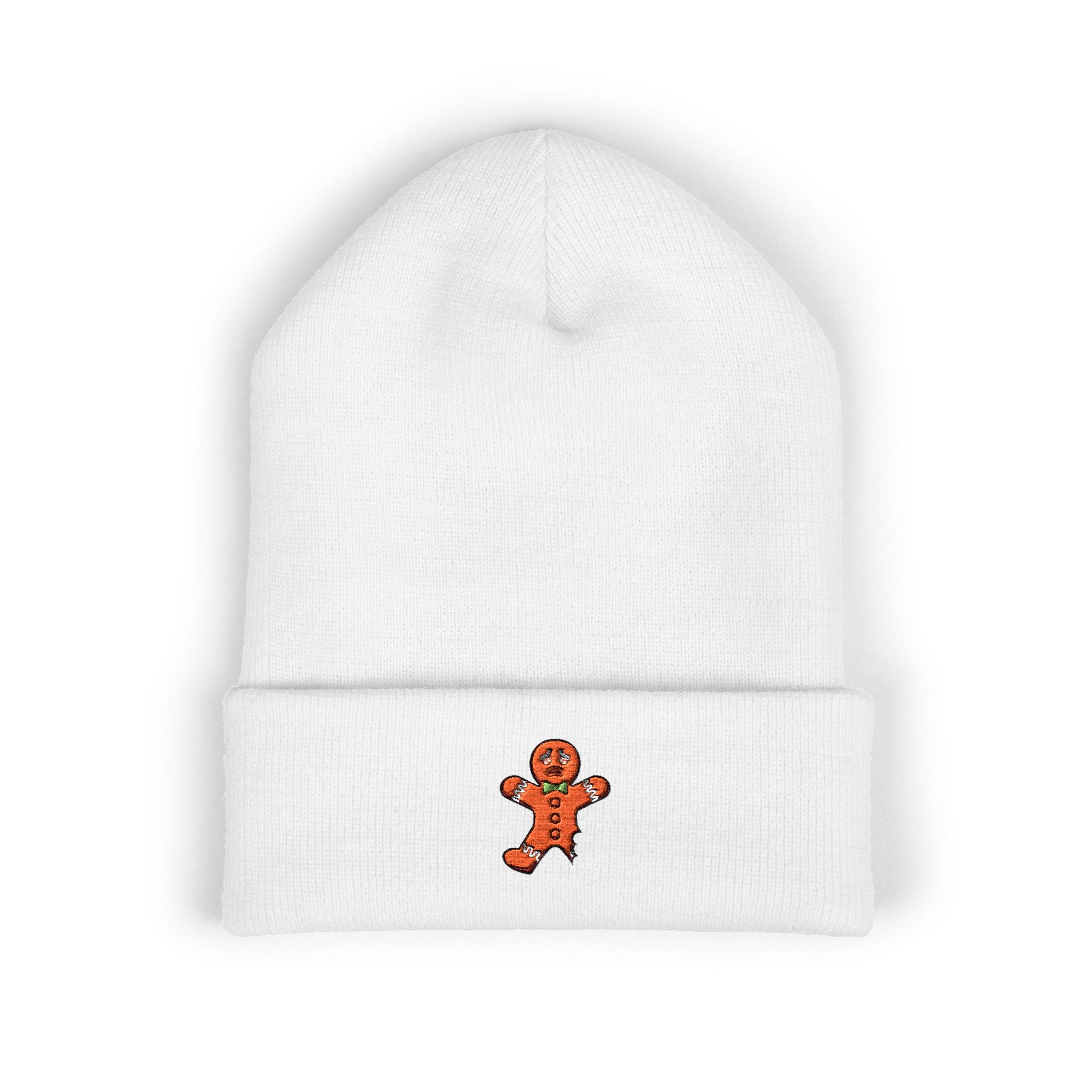 Gingerbread Embroidered Cuffed Beanie