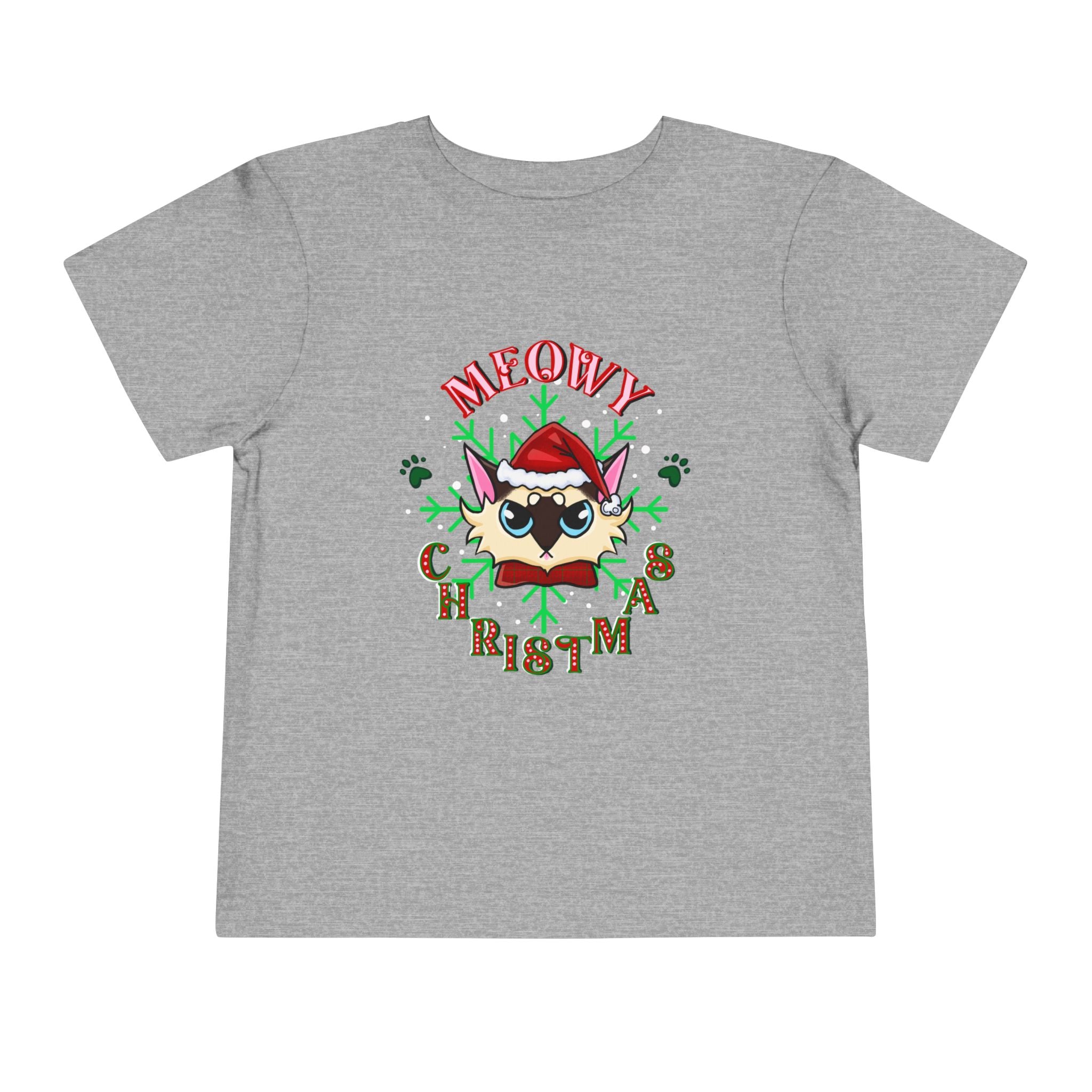 Meowy Christmas Toddler Tee — Cute Santa Cat Holiday Shirt