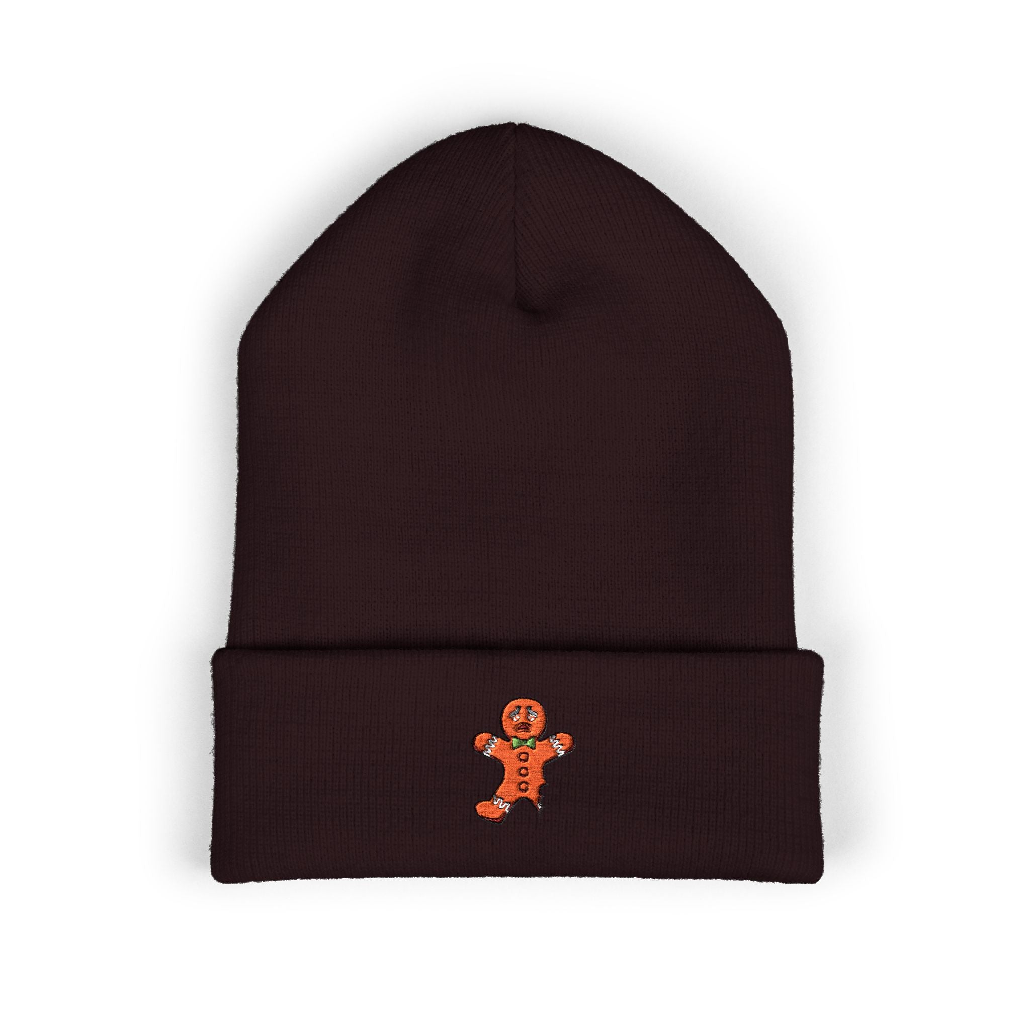 Gingerbread Embroidered Cuffed Beanie