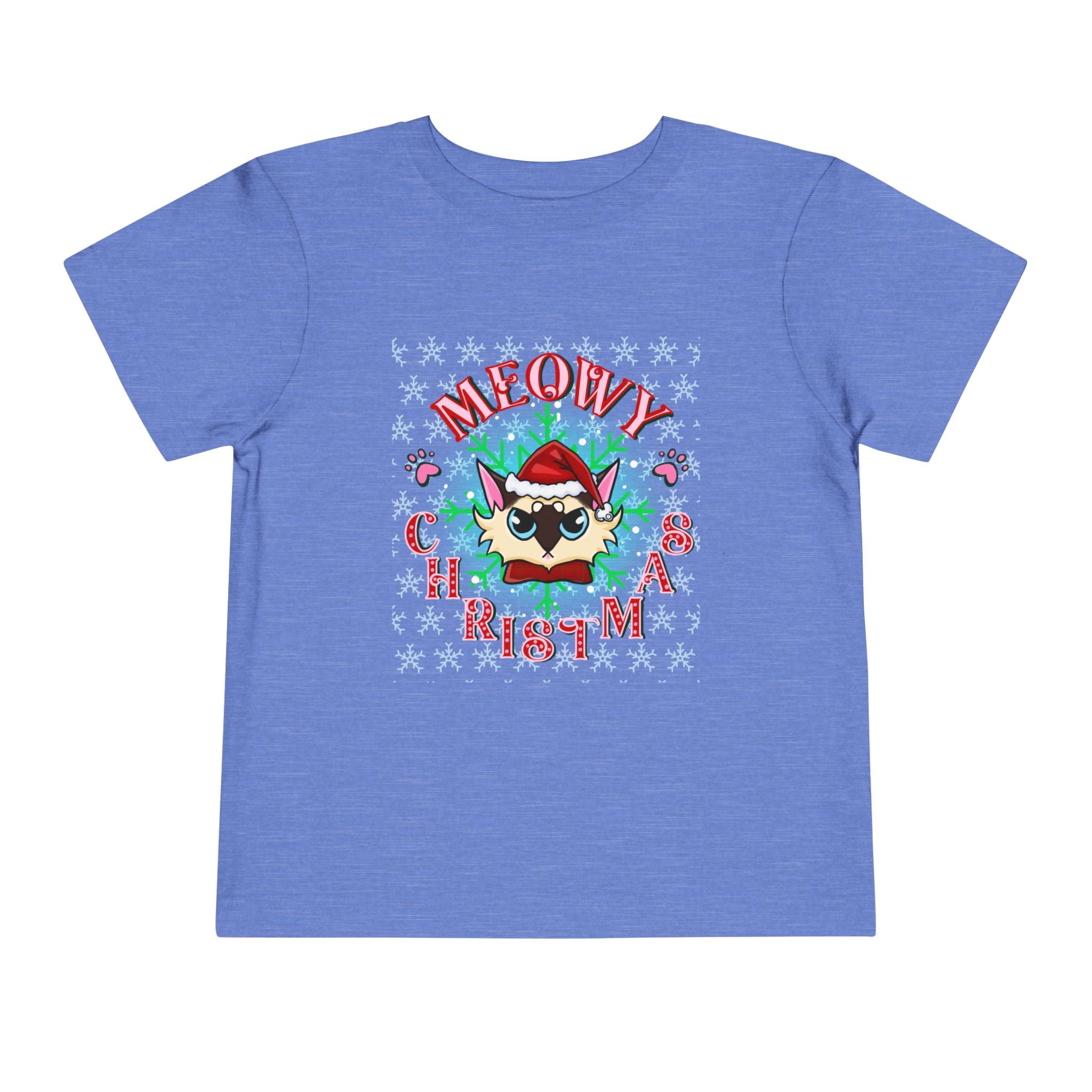 Meowy Christmas Toddler Tee — Cute Santa Cat Holiday Shirt