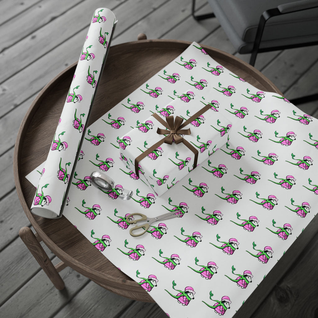 Cute Mad Dog Wrapping Paper — Pink Jacket & Green Scarf Design