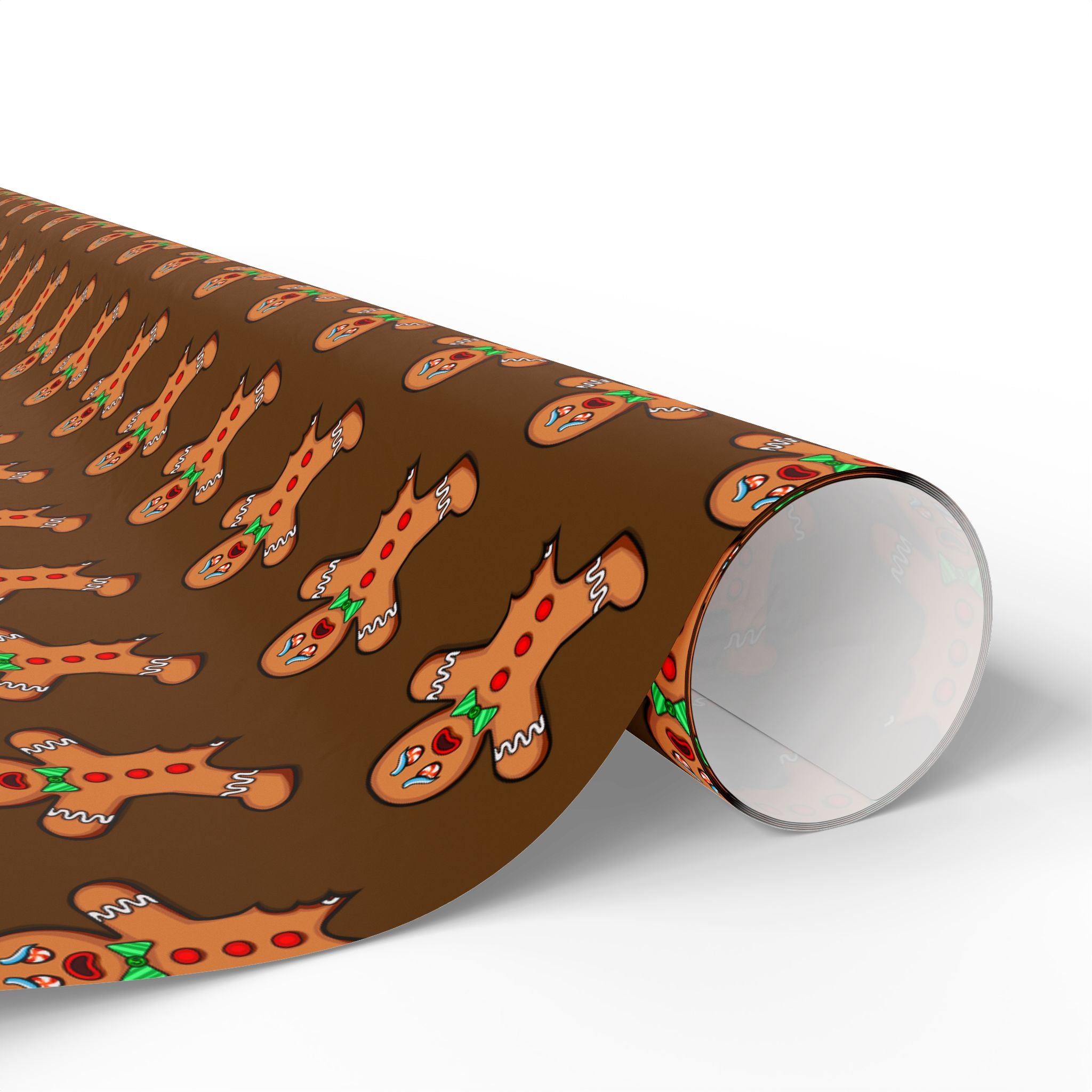 Gingerbread Men Holiday Wrapping Paper Roll — Festive Christmas Gift Wrap