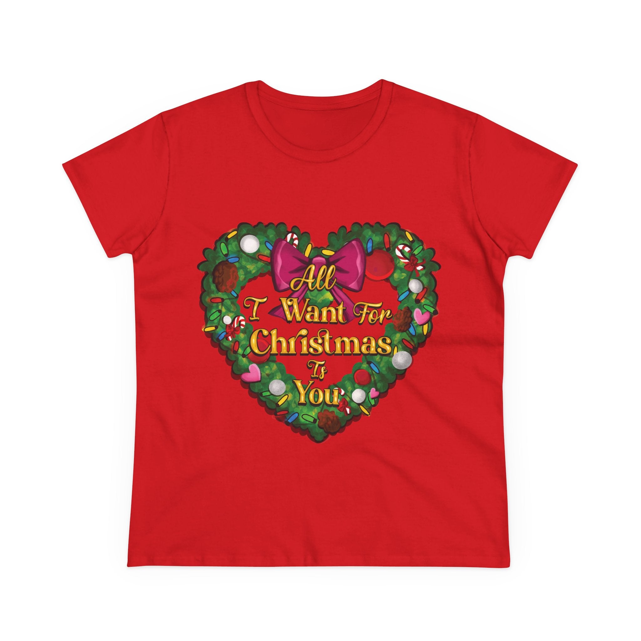 Christmas Heart Tee — “All I Want For Christmas Is You” Holiday Women's Shirt