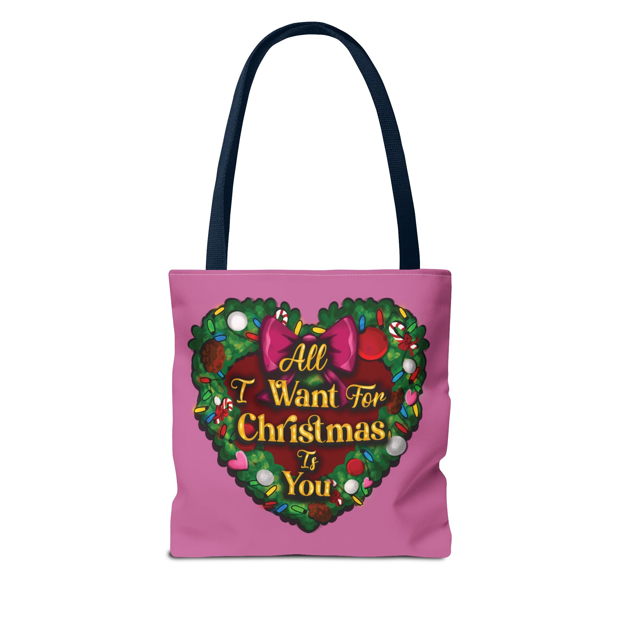Christmas Heart Wreath Tote Bag — "All I Want for Christmas Is You"
